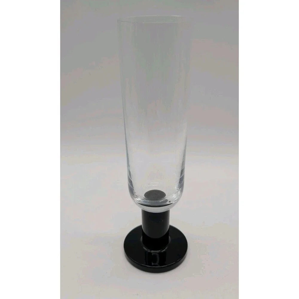 Crate and Barrel Viva Black Stem Champagne Flute Glass 7 1/2
